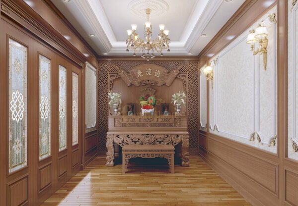 Trang trí phào chỉ phòng thờ phong cách tân cổ điển mẫu 3