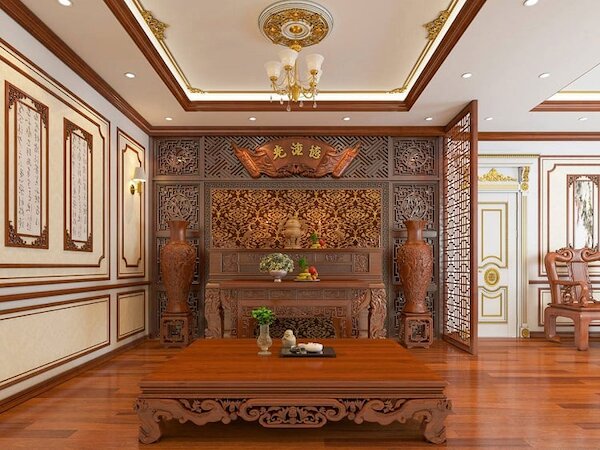 Trang trí phào chỉ phòng thờ phong cách tân cổ điển mẫu 2