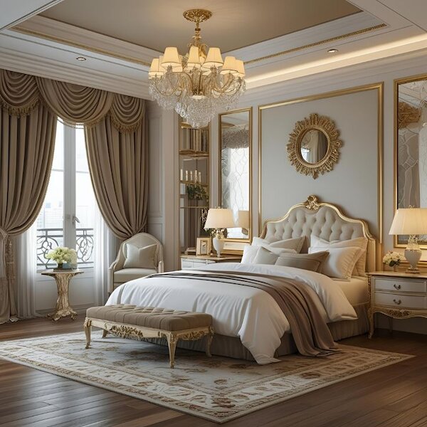 Phòng ngủ phào chỉ tân cổ điển - Mẫu 3